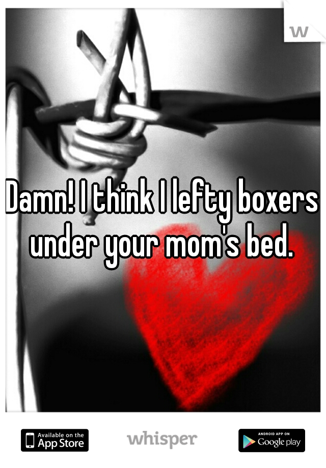 Damn! I think I lefty boxers under your mom's bed. 