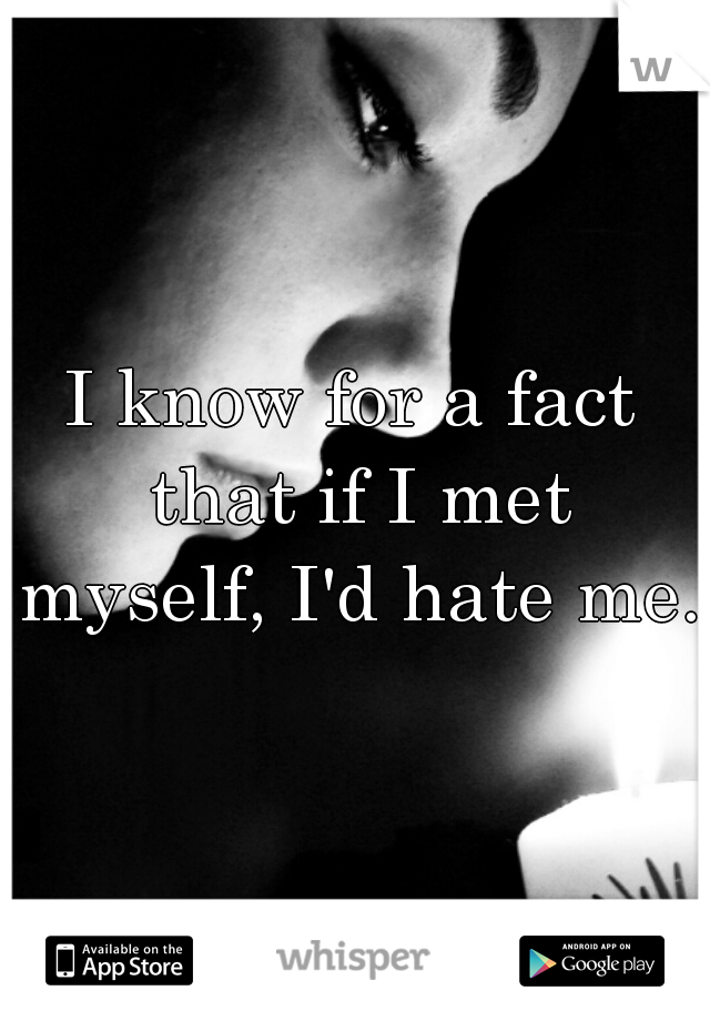 I know for a fact that if I met myself, I'd hate me.