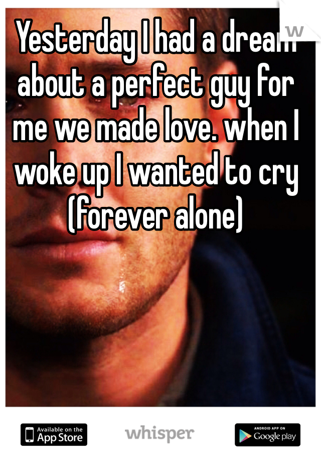 Yesterday I had a dream about a perfect guy for me we made love. when I woke up I wanted to cry (forever alone) 