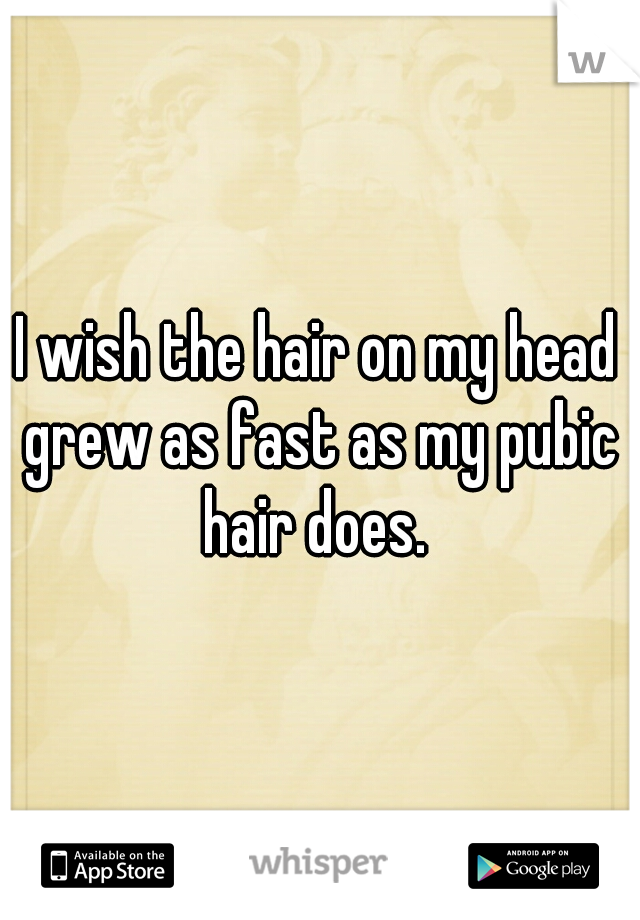 I wish the hair on my head grew as fast as my pubic hair does. 