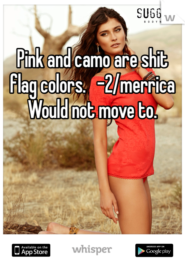 Pink and camo are shit flag colors.   -2/merrica
Would not move to.