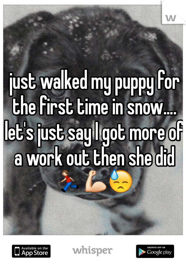 just walked my puppy for the first time in snow.... let's just say I got more of a work out then she did 🏃💪😓