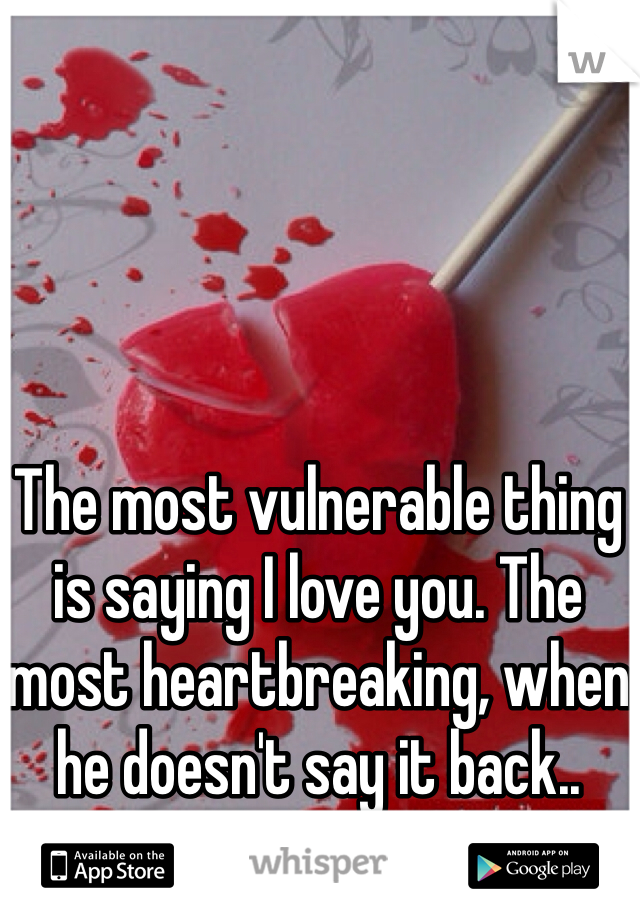 The most vulnerable thing is saying I love you. The most heartbreaking, when he doesn't say it back..