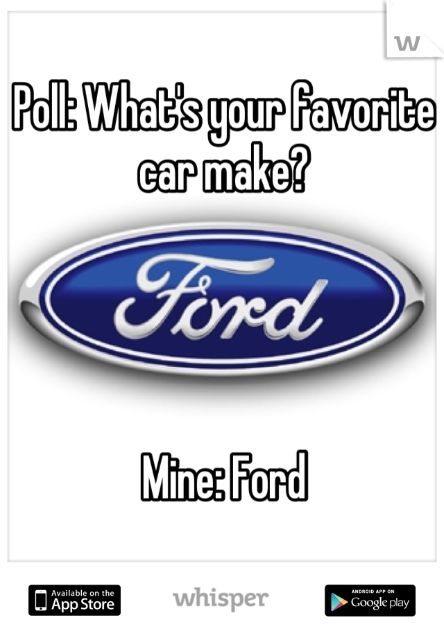 Poll: What's your favorite car make?




Mine: Ford