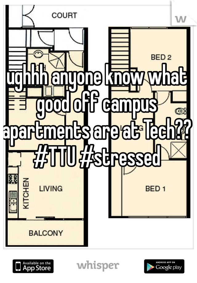 ughhh anyone know what good off campus apartments are at Tech?? #TTU #stressed