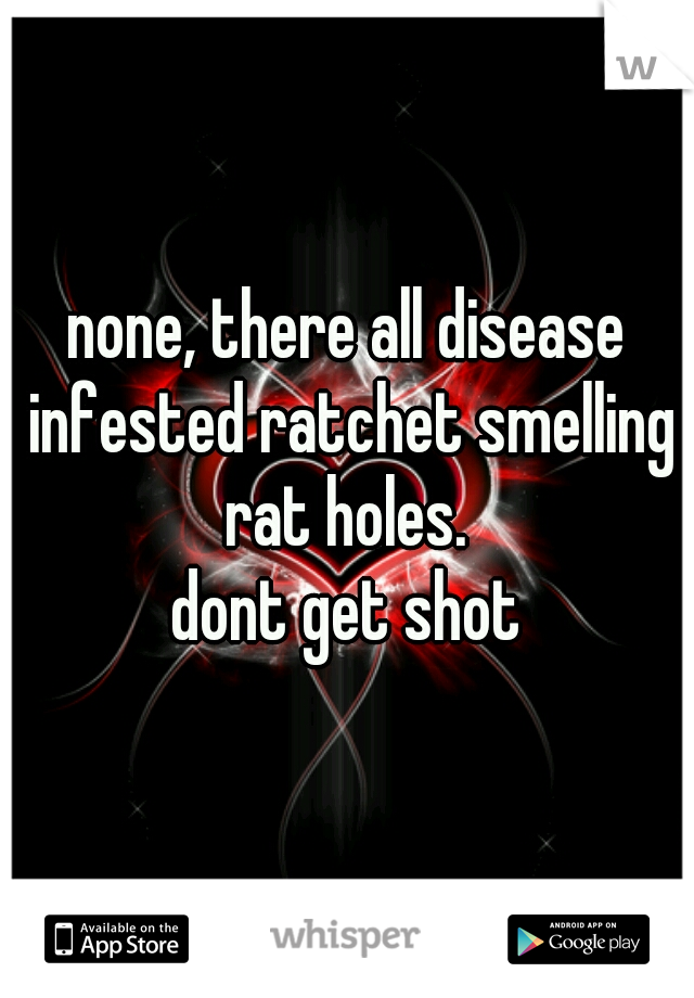 none, there all disease infested ratchet smelling rat holes. 
dont get shot