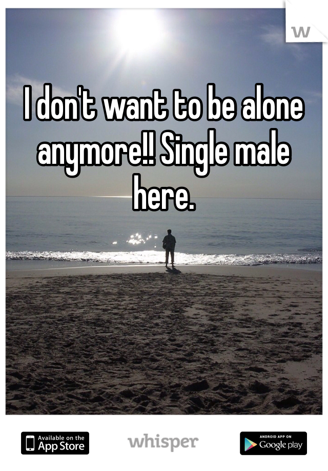 I don't want to be alone anymore!! Single male here.