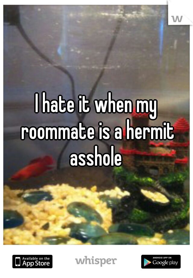 I hate it when my roommate is a hermit asshole 
