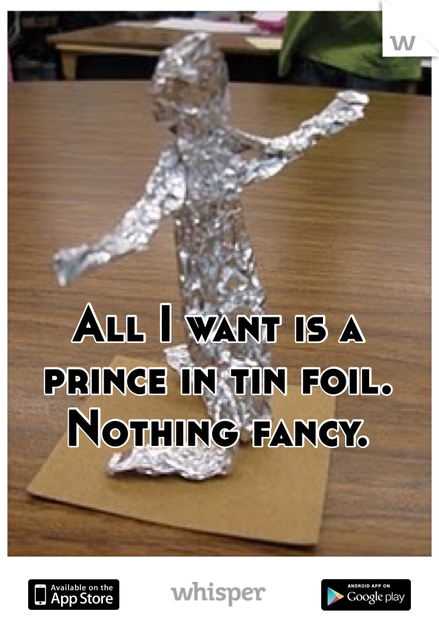 All I want is a prince in tin foil. Nothing fancy. 