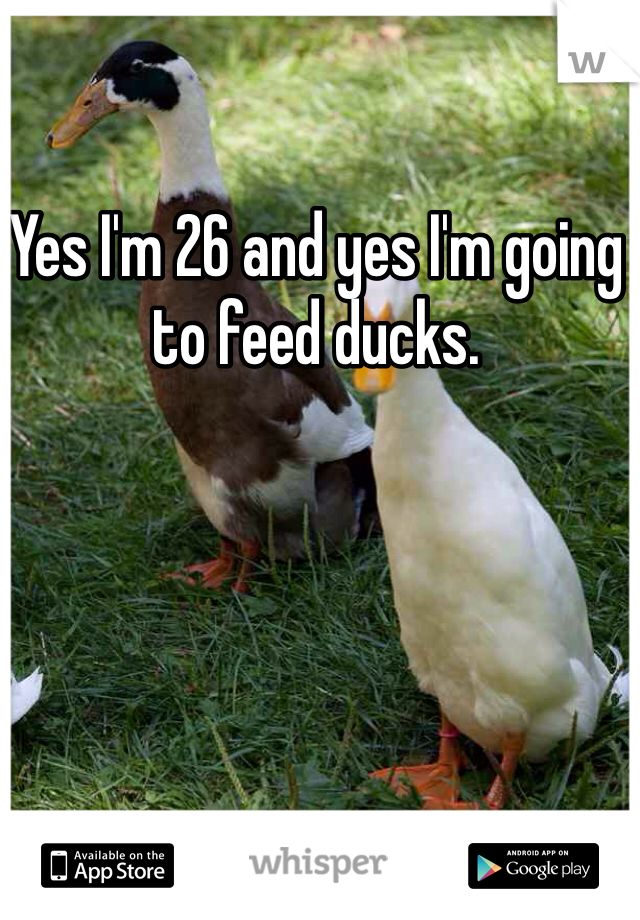 Yes I'm 26 and yes I'm going to feed ducks. 