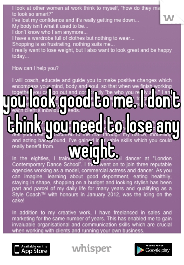 you look good to me. I don't think you need to lose any weight.