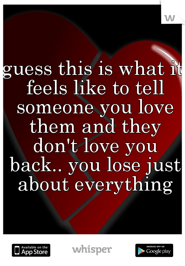 guess this is what it feels like to tell someone you love them and they don't love you back.. you lose just about everything