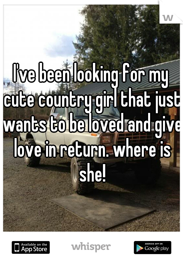 I've been looking for my cute country girl that just wants to be loved and give love in return. where is she!