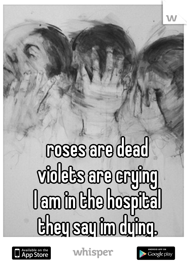 roses are dead
violets are crying
I am in the hospital
they say im dying.