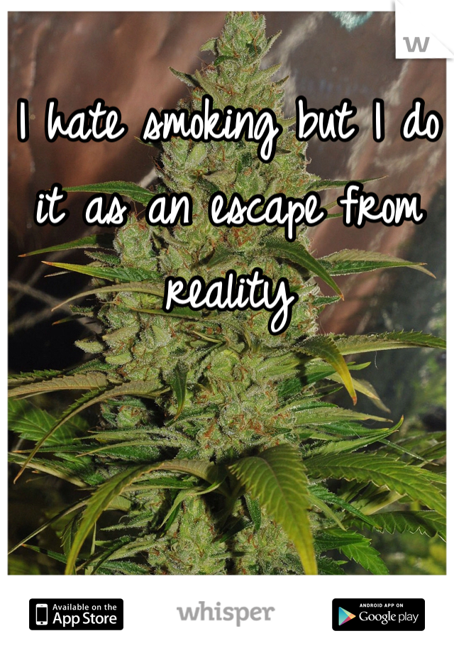 I hate smoking but I do it as an escape from reality