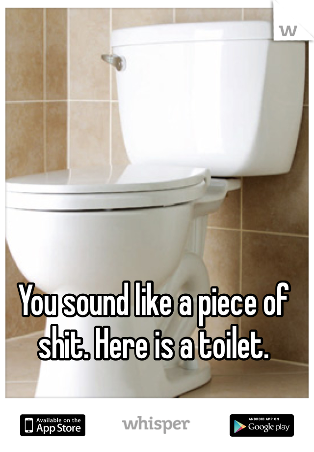 You sound like a piece of shit. Here is a toilet.