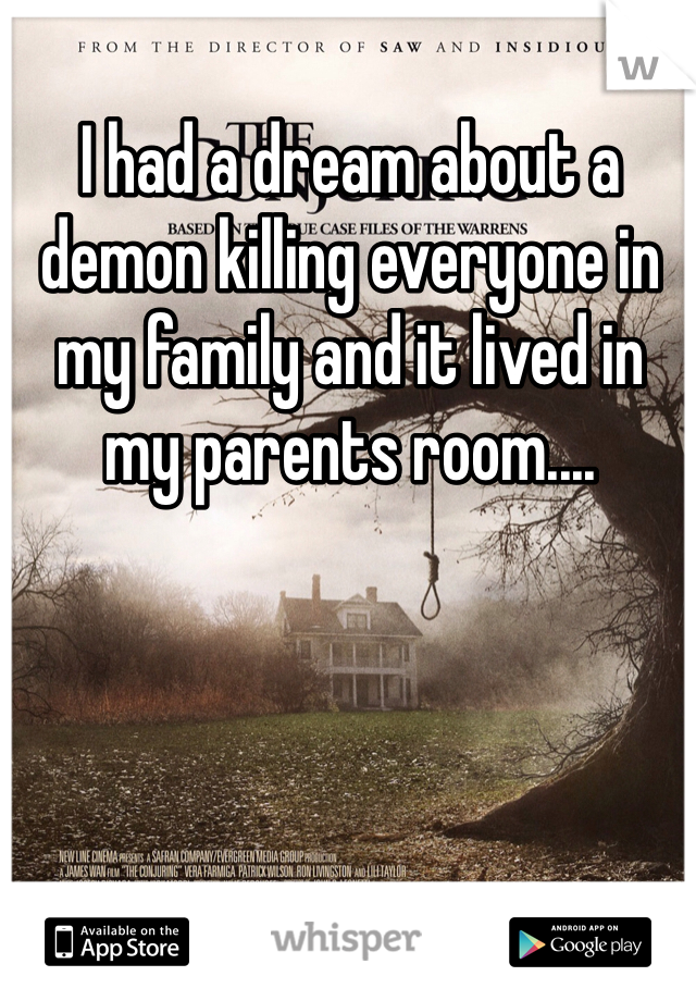 I had a dream about a demon killing everyone in my family and it lived in my parents room....