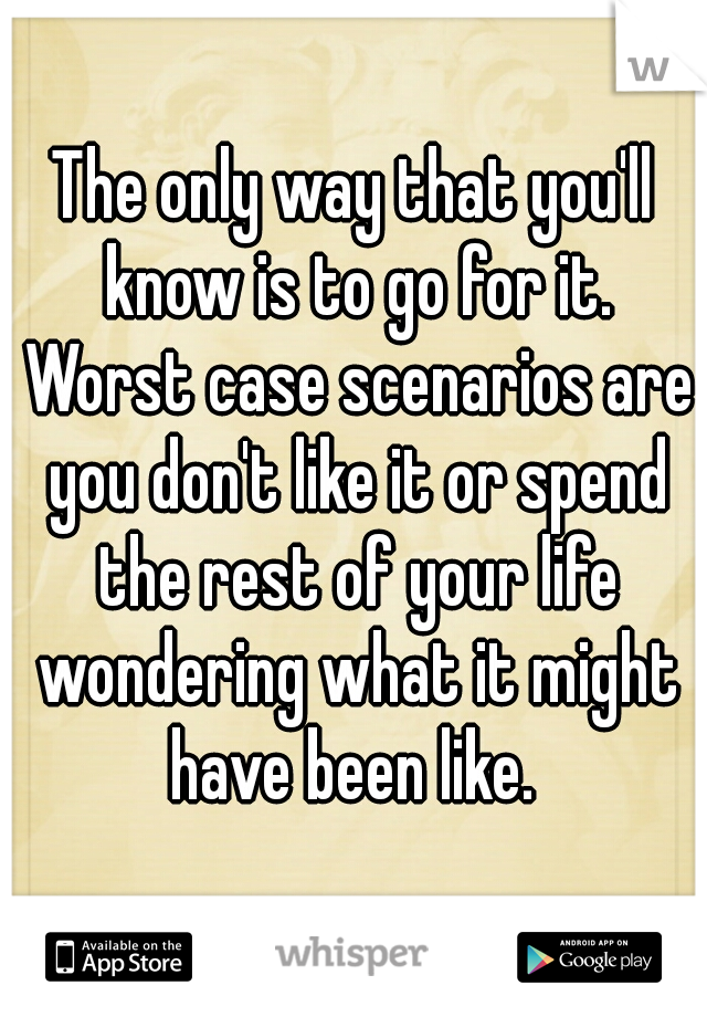 The only way that you'll know is to go for it. Worst case scenarios are you don't like it or spend the rest of your life wondering what it might have been like. 