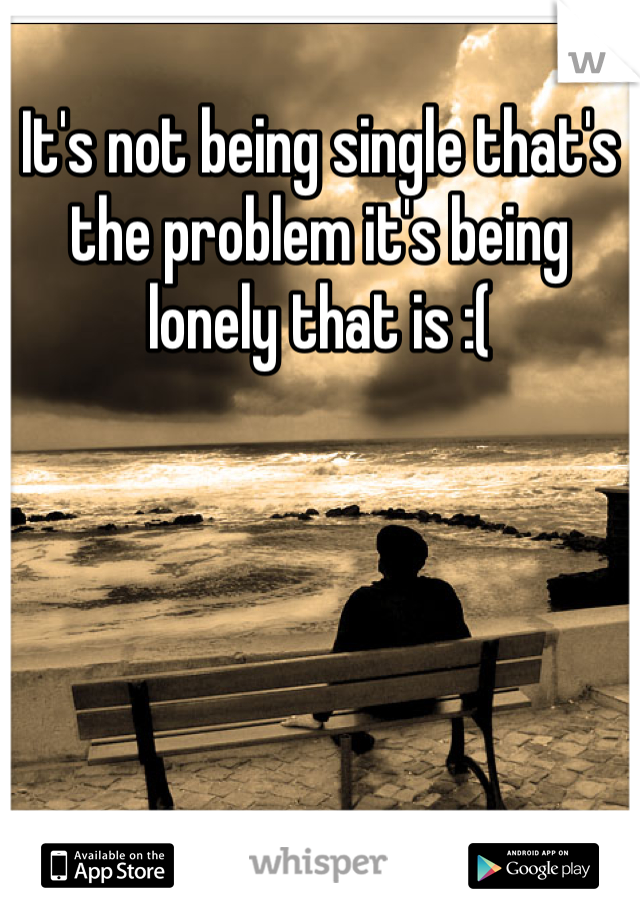 It's not being single that's the problem it's being lonely that is :(