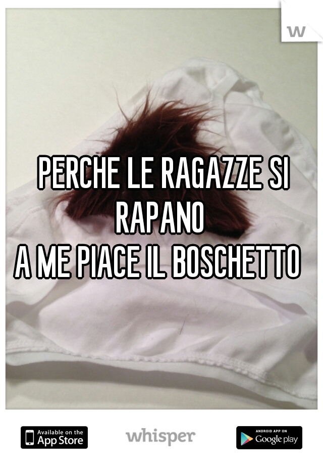  PERCHE LE RAGAZZE SI RAPANO 
A ME PIACE IL BOSCHETTO 