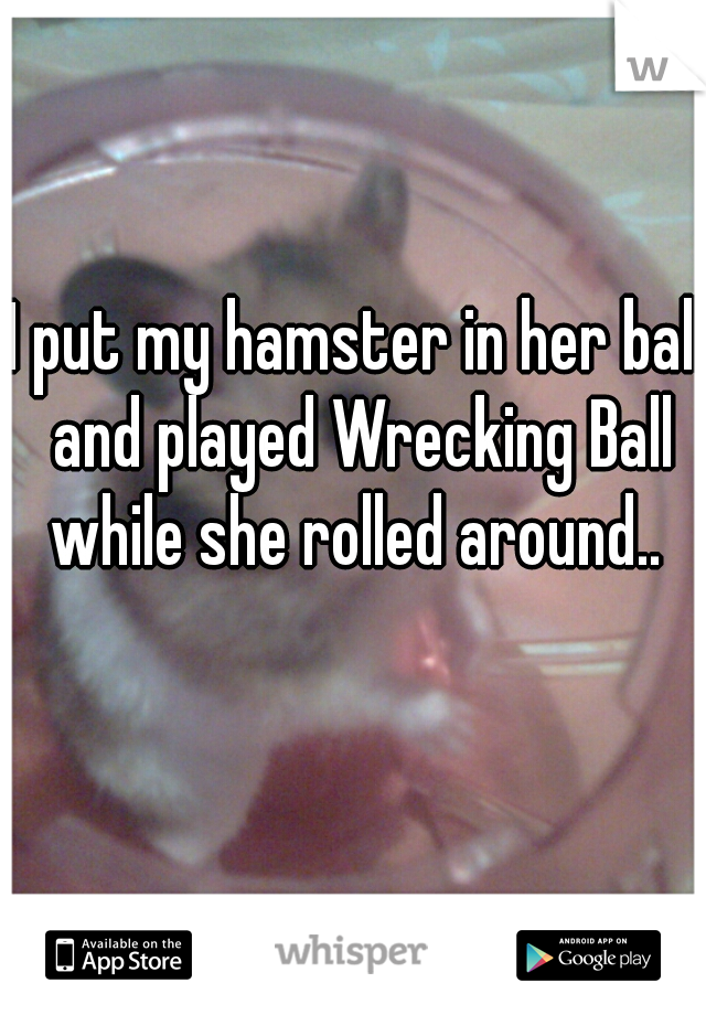 I put my hamster in her ball and played Wrecking Ball while she rolled around.. 