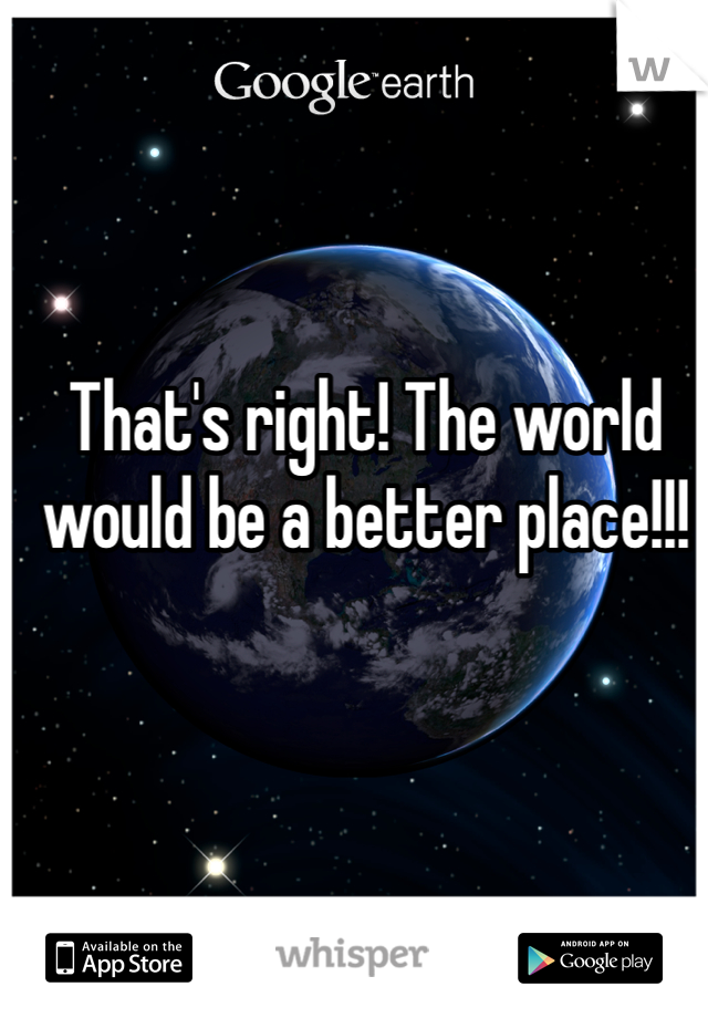 That's right! The world would be a better place!!!