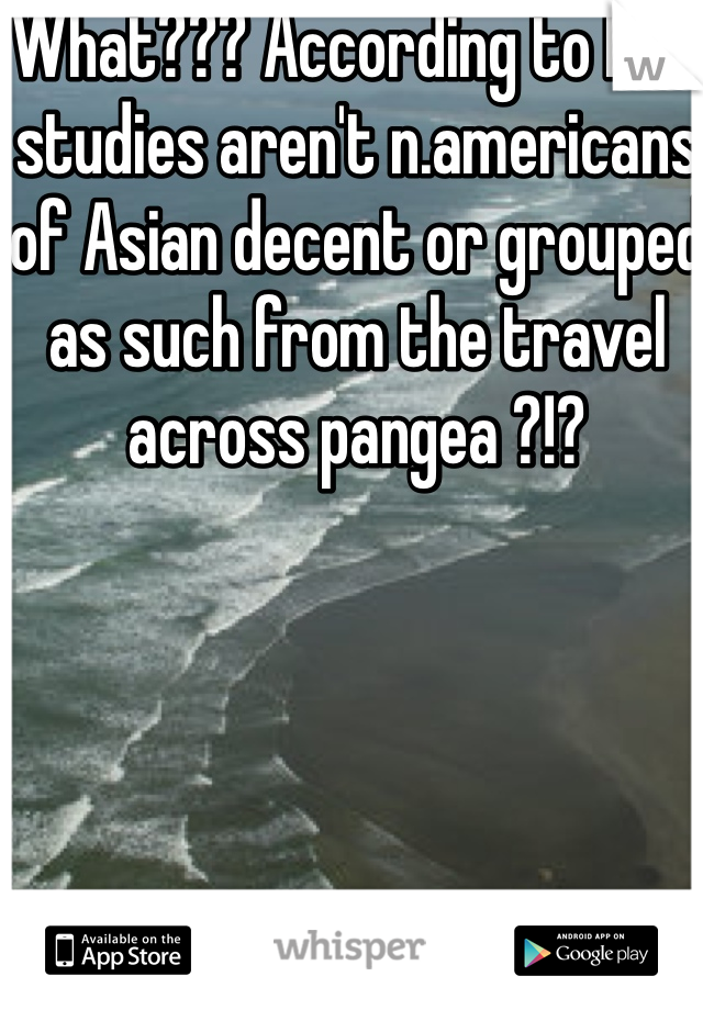 What??? According to DNA studies aren't n.americans of Asian decent or grouped as such from the travel across pangea ?!? 