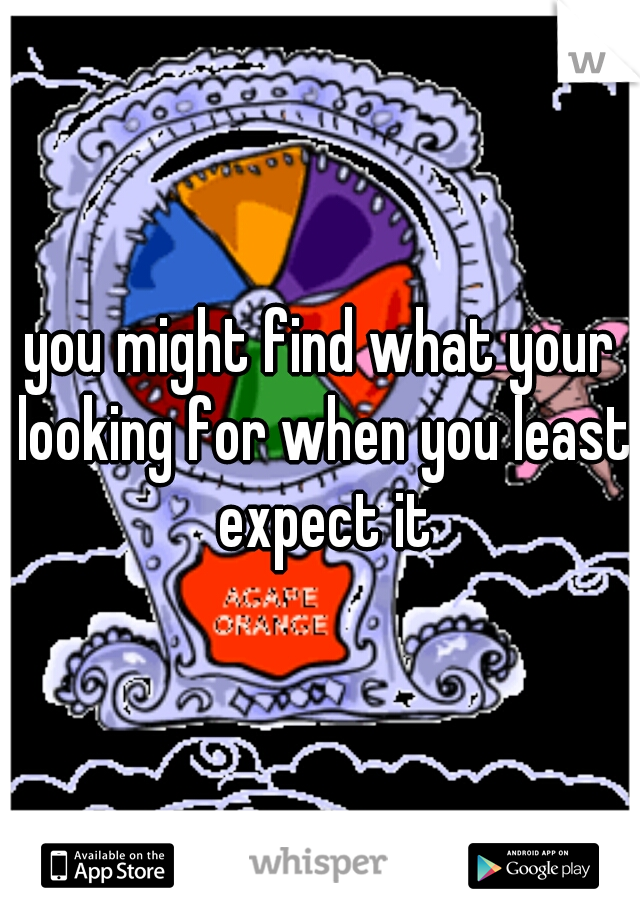 you might find what your looking for when you least expect it