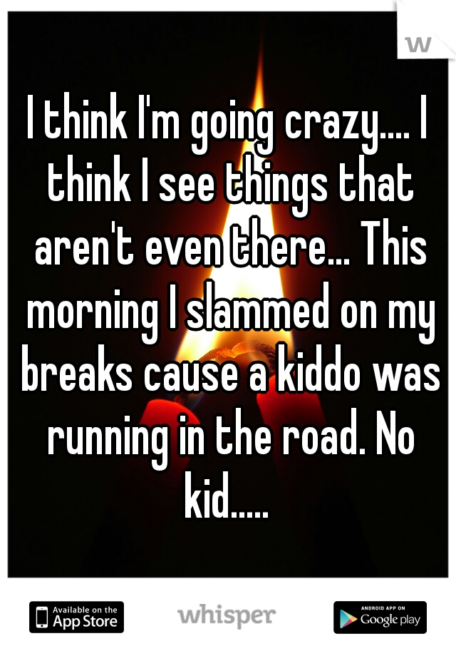 I think I'm going crazy.... I think I see things that aren't even there... This morning I slammed on my breaks cause a kiddo was running in the road. No kid..... 