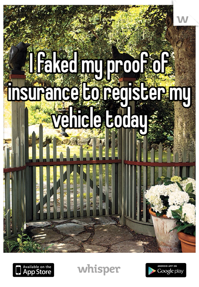 I faked my proof of insurance to register my vehicle today