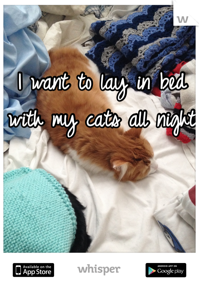 I want to lay in bed with my cats all night 
