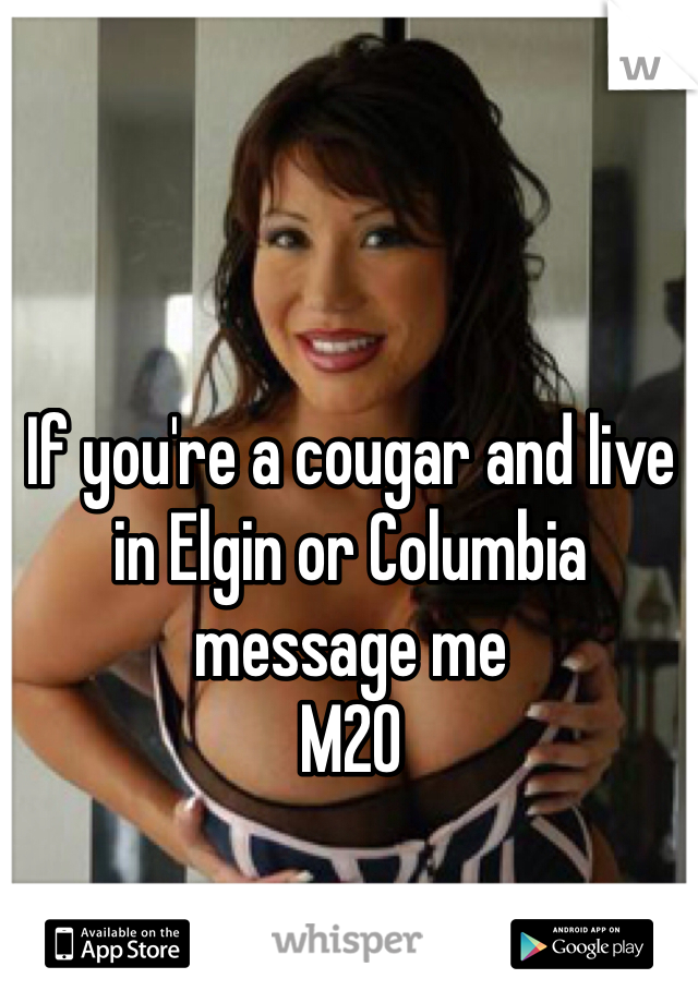 If you're a cougar and live in Elgin or Columbia message me 
M20