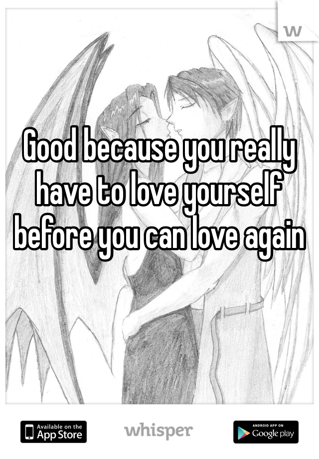 Good because you really have to love yourself before you can love again 