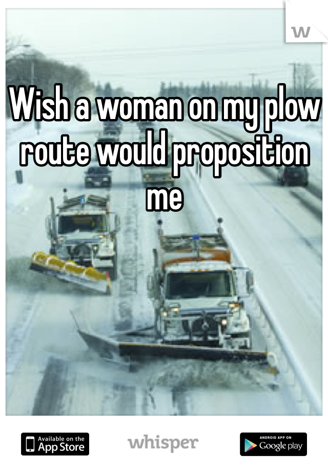 Wish a woman on my plow route would proposition me 