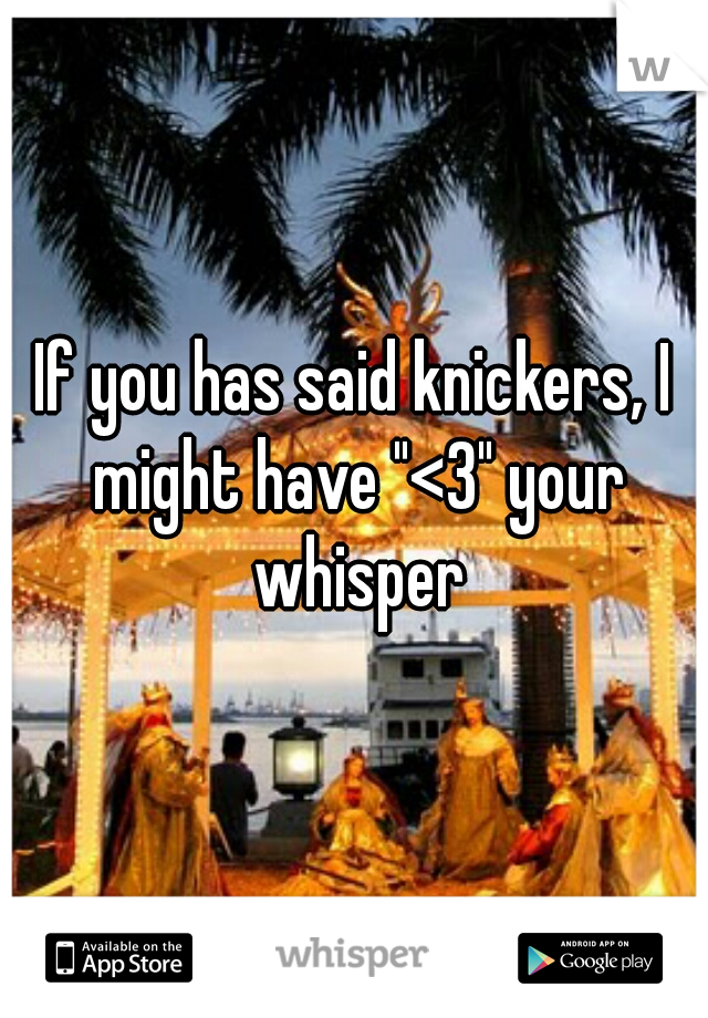 If you has said knickers, I might have "<3" your whisper