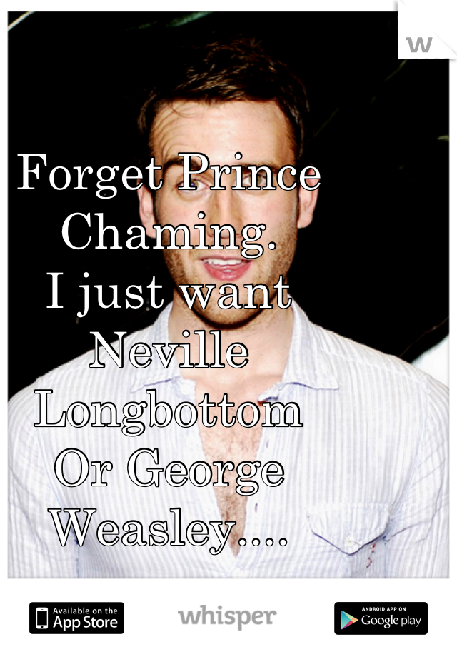 Forget Prince Chaming.
I just want 
Neville Longbottom
Or George Weasley....