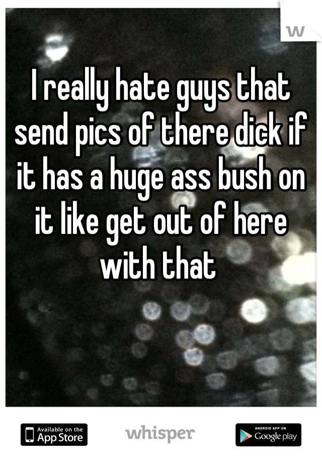 I really hate guys that send pics of there dick if it has a huge ass bush on it like get out of here with that 