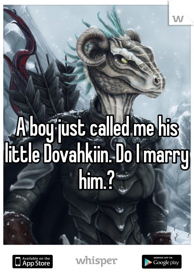 A boy just called me his little Dovahkiin. Do I marry him.?