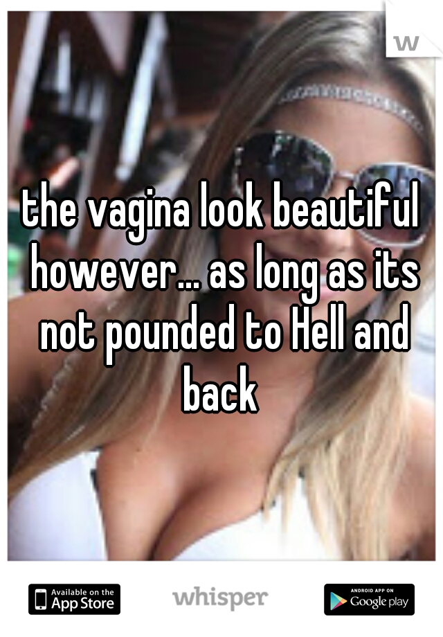 the vagina look beautiful however... as long as its not pounded to Hell and back 