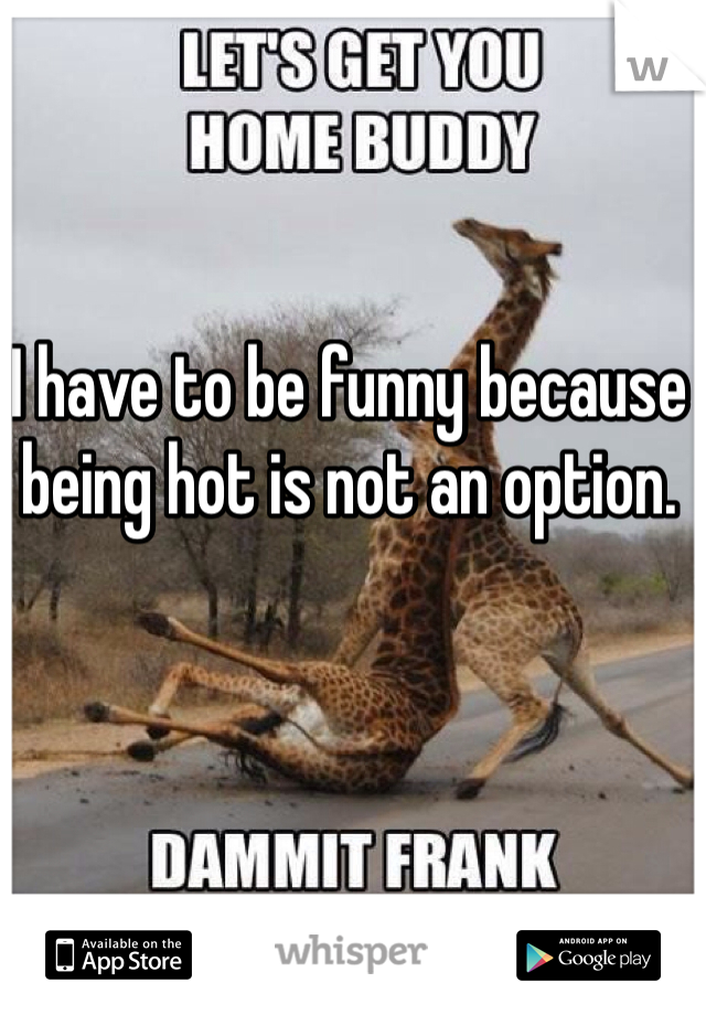 I have to be funny because being hot is not an option.