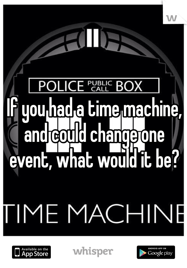 If you had a time machine, and could change one event, what would it be? 