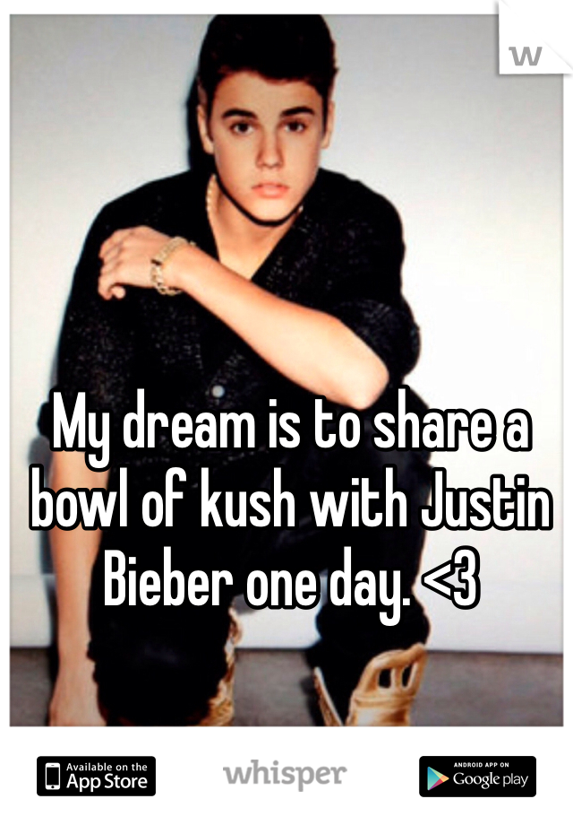 My dream is to share a bowl of kush with Justin Bieber one day. <3