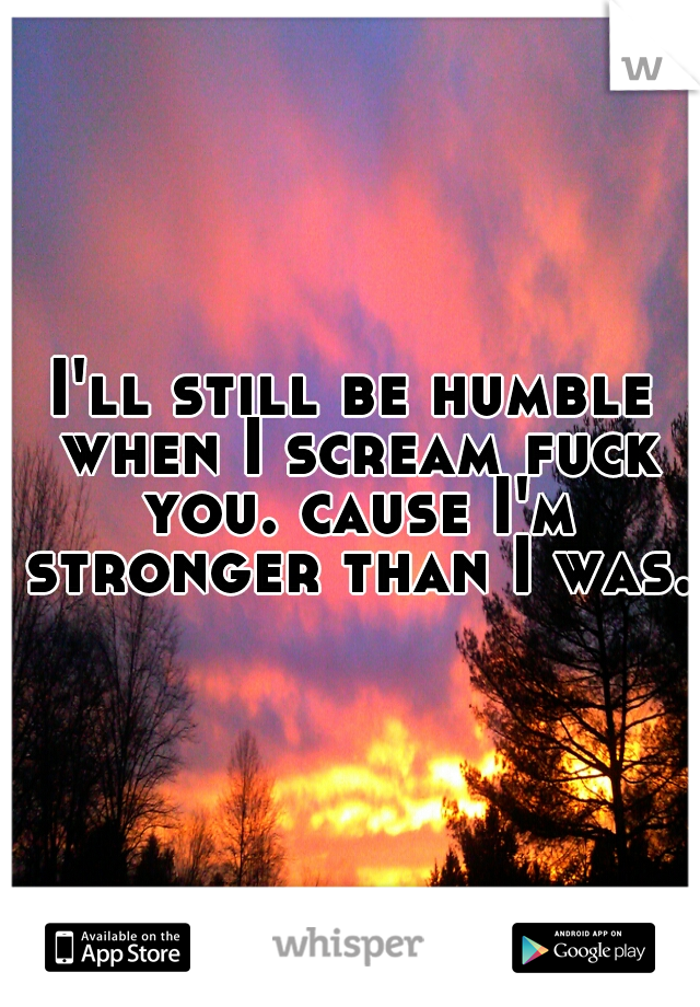 I'll still be humble when I scream fuck you. cause I'm stronger than I was. 