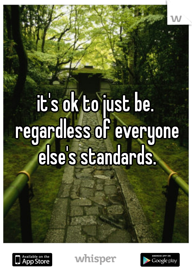 it's ok to just be. regardless of everyone else's standards.