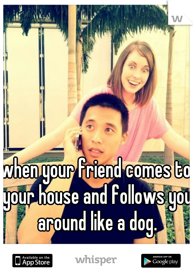 when your friend comes to your house and follows you around like a dog.
