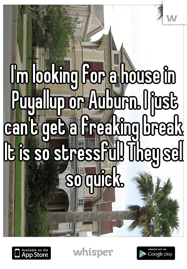I'm looking for a house in Puyallup or Auburn. I just can't get a freaking break. It is so stressful! They sell so quick.