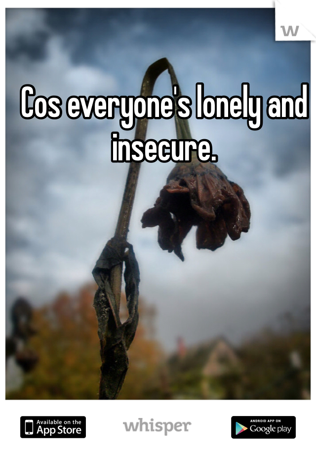 Cos everyone's lonely and insecure. 