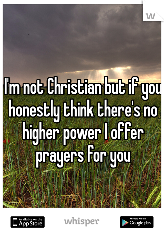 I'm not Christian but if you honestly think there's no higher power I offer prayers for you