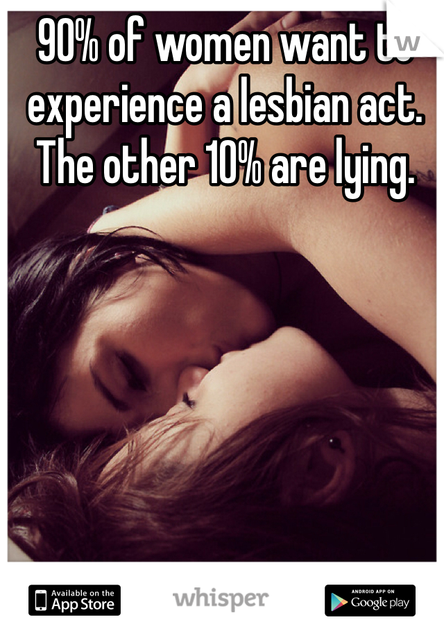 90% of women want to experience a lesbian act. The other 10% are lying. 