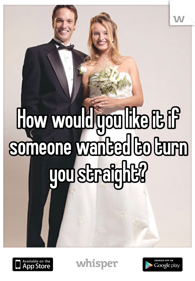 How would you like it if someone wanted to turn you straight?